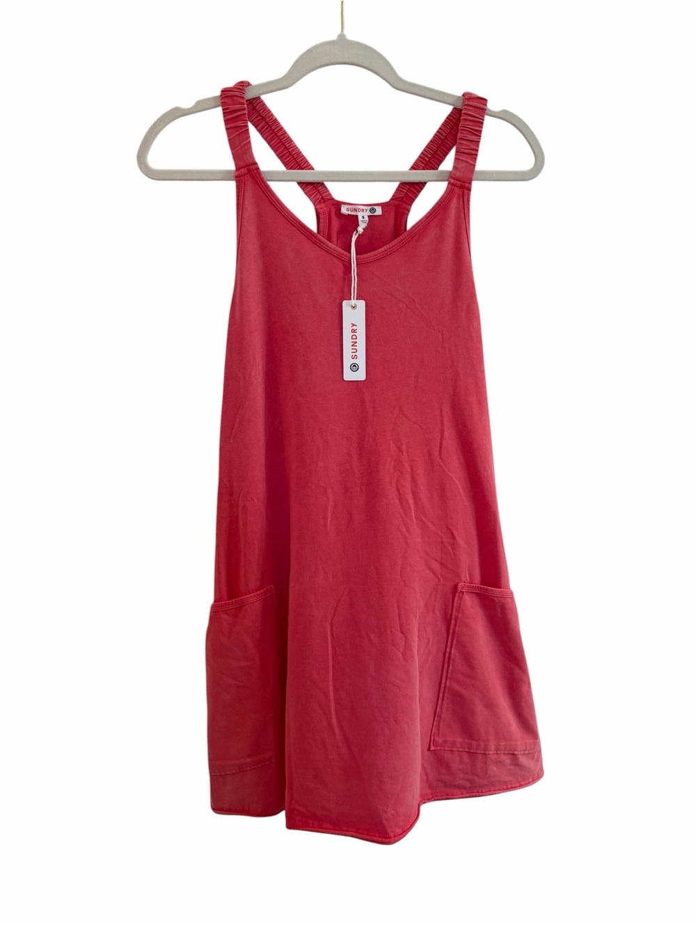 Sundry Pocket Tank Dress in Coral
